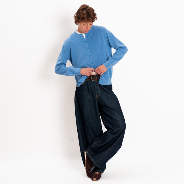 Zeroassoluto-Cardigan in maglia bordi a coste - jeans