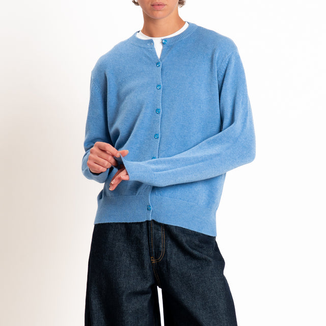 Zeroassoluto-Cardigan in maglia bordi a coste - jeans