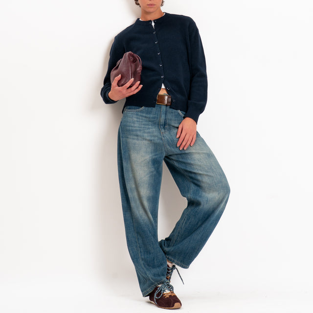 Zeroassoluto-Cardigan in maglia bordi a coste - Blu