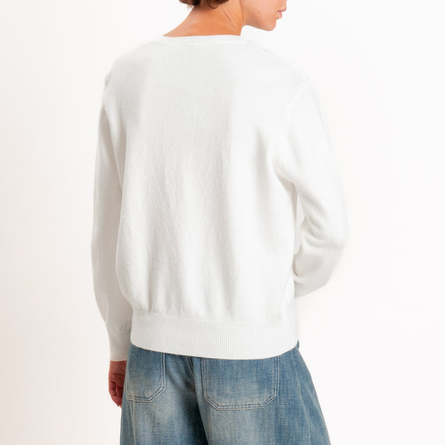 Zeroassoluto-Cardigan in maglia bordi a coste - panna