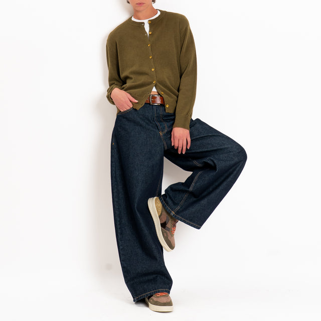 Zeroassoluto-Cardigan in maglia bordi a coste - militare