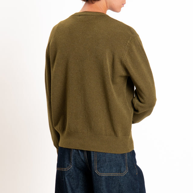 Zeroassoluto-Cardigan in maglia bordi a coste - militare