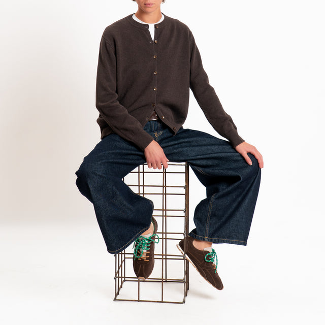 Zeroassoluto-Cardigan in maglia bordi a coste - choco