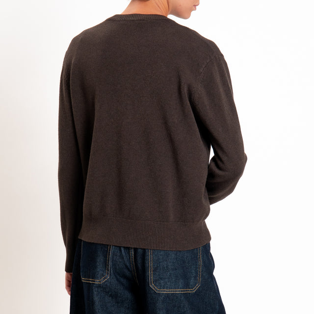 Zeroassoluto-Cardigan in maglia bordi a coste - choco