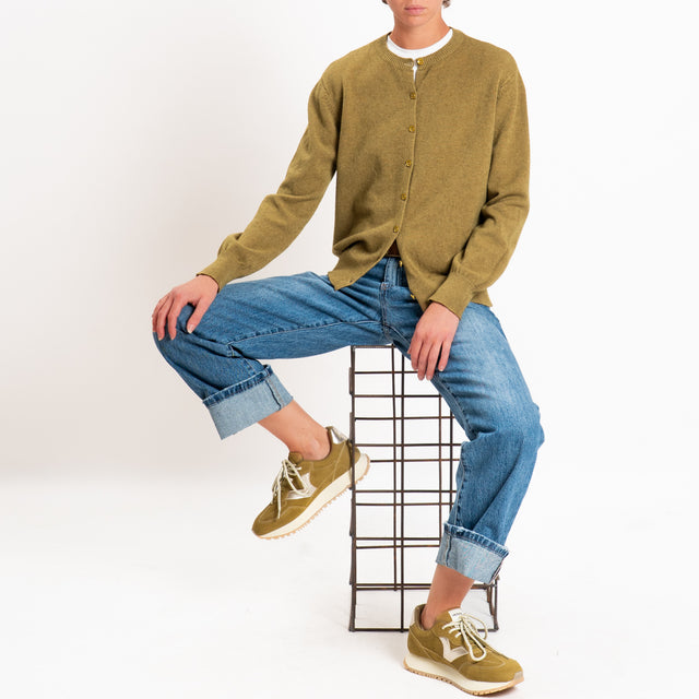 Zeroassoluto-Cardigan in maglia bordi a coste - olio