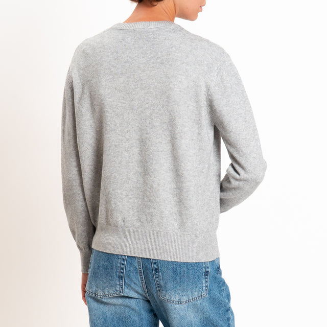 Zeroassoluto-Cardigan in maglia bordi a coste - perla