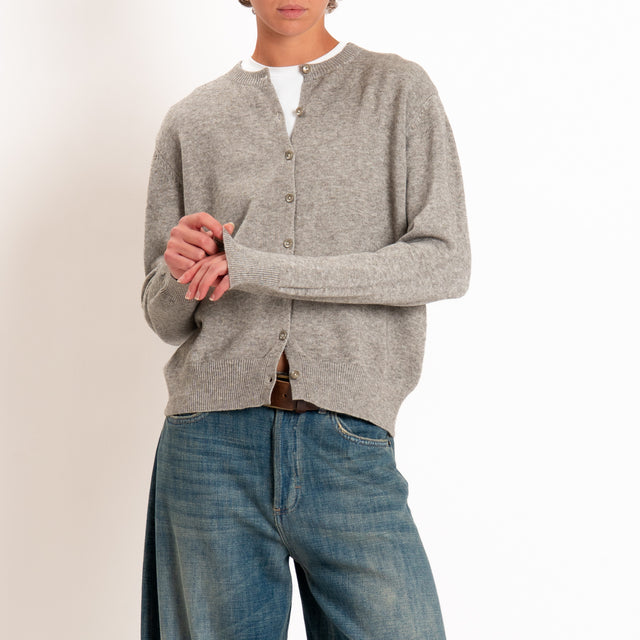 Zeroassoluto-Cardigan in maglia bordi a coste - stone