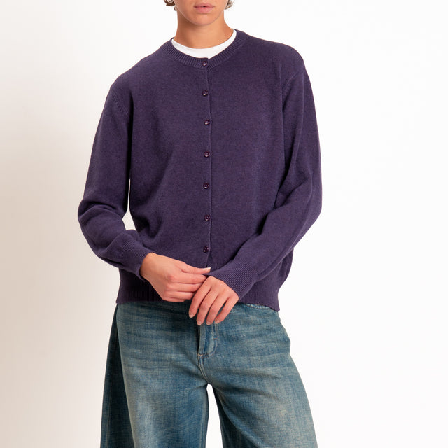 Zeroassoluto-Cardigan in maglia bordi a coste - uva