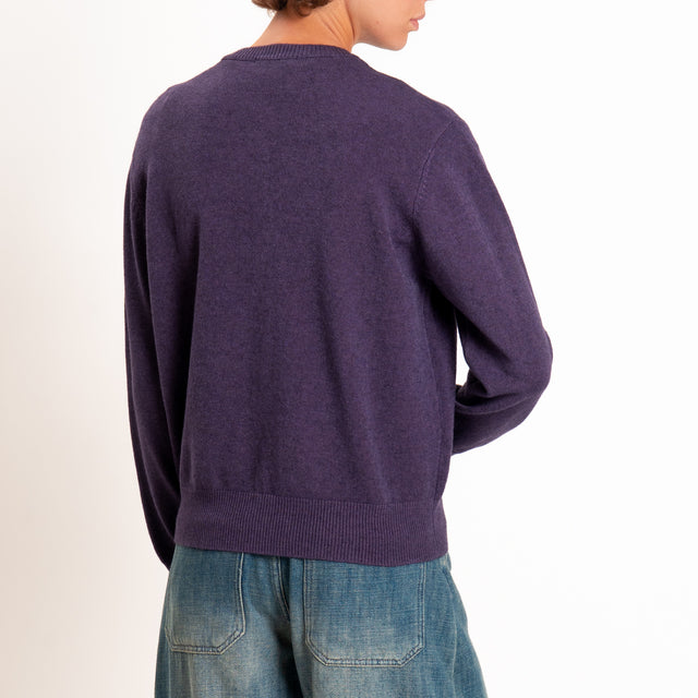 Zeroassoluto-Cardigan in maglia bordi a coste - uva