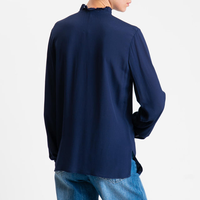Zeroassoluto- Camicia ALIA georgette con rouches - Blu