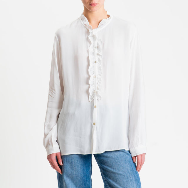 Zeroassoluto- Camicia ALIA georgette con rouches - latte