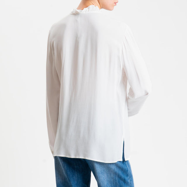 Zeroassoluto- Camicia ALIA georgette con rouches - latte