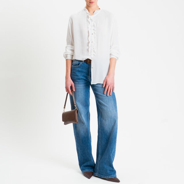 Zeroassoluto- Camicia ALIA georgette con rouches - latte