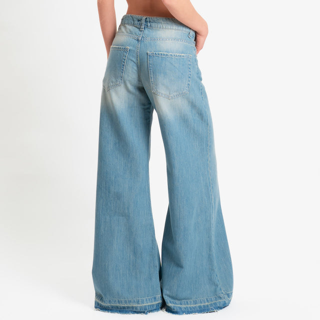 Zeroassoluto-Jeans ALIDA tela slegata light wide leg - denim chiaro