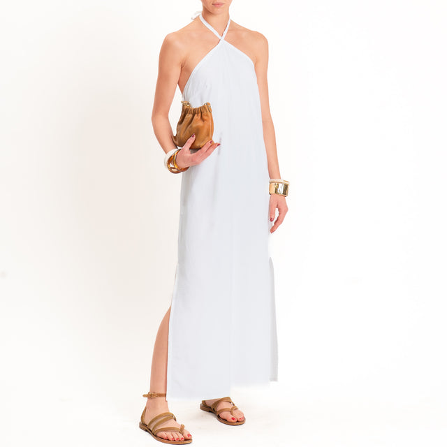 Zeroassoluto-Abito ALISA scollo halter misto lino - bianco