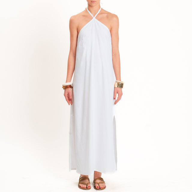Zeroassoluto-Abito ALISA scollo halter misto lino - bianco