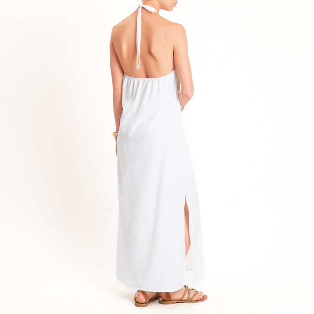 Zeroassoluto-Abito ALISA scollo halter misto lino - bianco