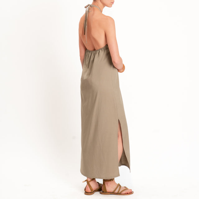 Zeroassoluto-Abito ALISA scollo halter misto lino - coloniale