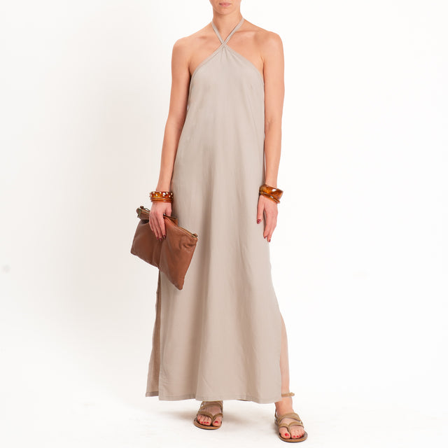 Zeroassoluto-Abito ALISA scollo halter misto lino - desert
