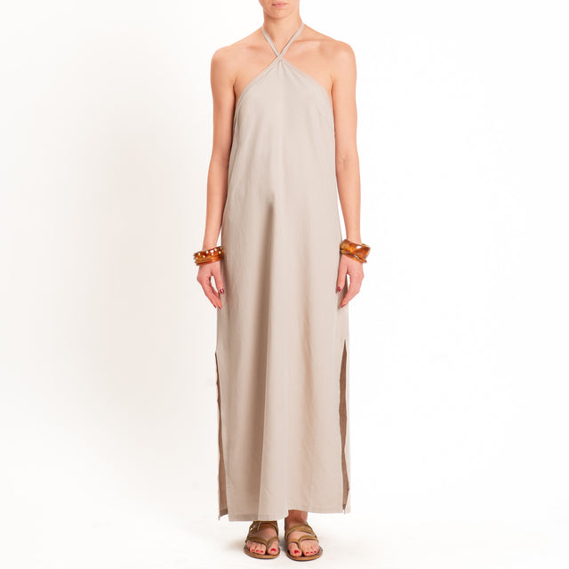Zeroassoluto-Abito ALISA scollo halter misto lino - desert