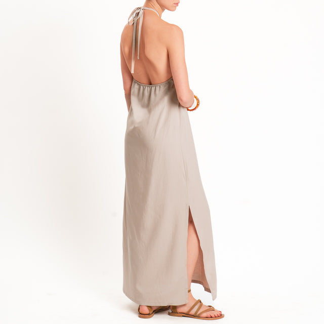 Zeroassoluto-Abito ALISA scollo halter misto lino - desert