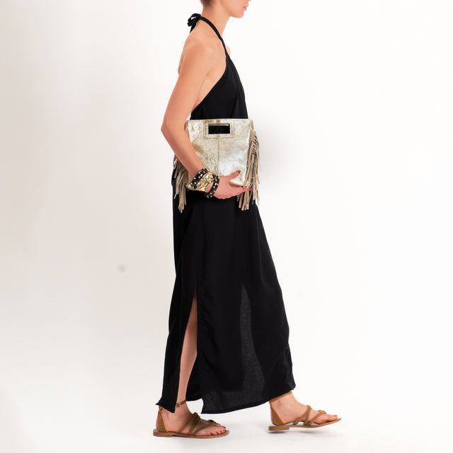 Zeroassoluto-Abito ALISA scollo halter misto lino - nero