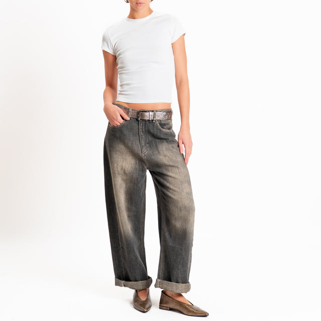 Zeroassoluto-Jeans ANKLE mom fit - denim nero stone washed