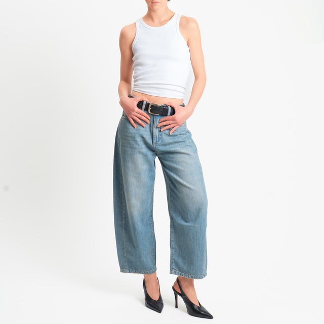 Zeroassoluto-Jeans ANKLE mom fit tela light- denim stone washed
