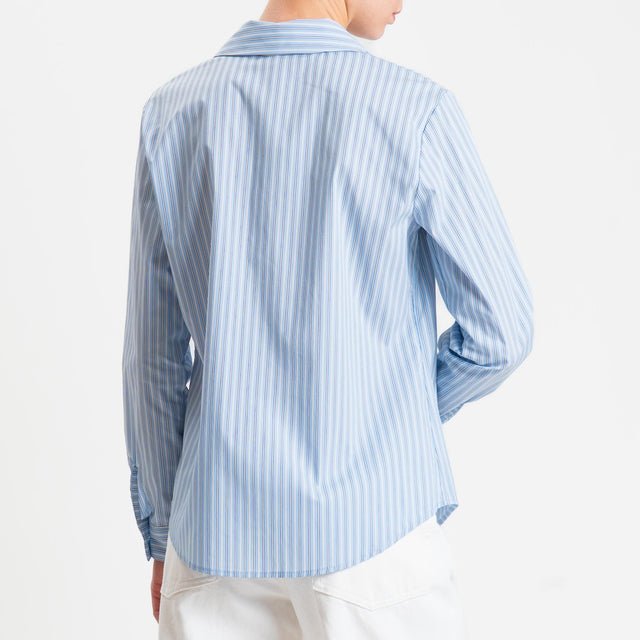 Zeroassoluto- Camicia ARIA a righe - latte/cielo