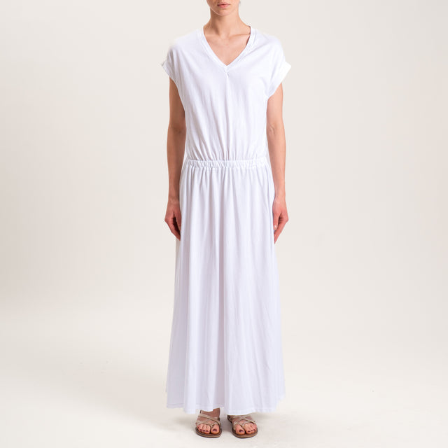 Zeroassoluto-Abito AURA scollo v in jersey di cotone elasticizzato - bianco