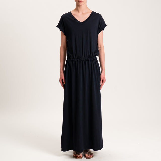 Zeroassoluto-Abito AURA scollo v in jersey di cotone elasticizzato - nero