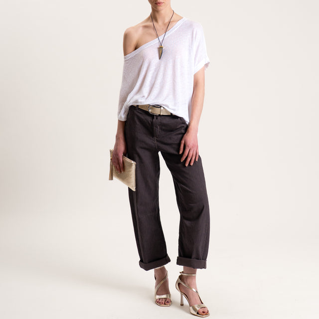 Zeroassoluto-Pantalone BARRY cotone elasticizzato - righe moro/nero