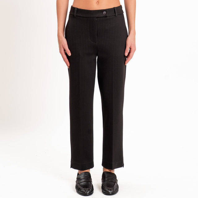 Zeroassoluto-Pantalone BATY gessato punto milano - moro/antracite