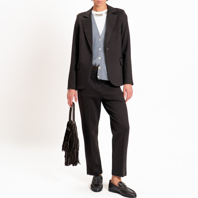 Zeroassoluto-Pantalone BATY gessato punto milano - moro/antracite