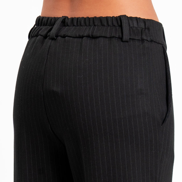 Zeroassoluto-Pantalone BATY gessato punto milano - nero/antracite