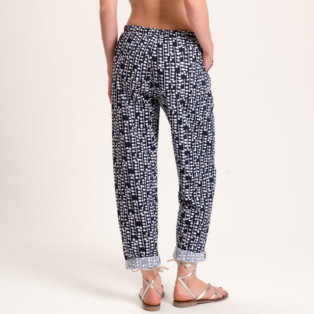 Zeroassoluto-Pantalone BAYA con elastico fantasia - drops nero/latte