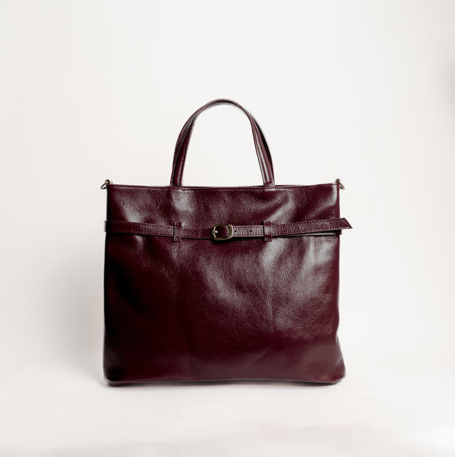 Zeroassoluto-Tote bag genuine leather high quality VINTAGE LOOK - Bordeaux
