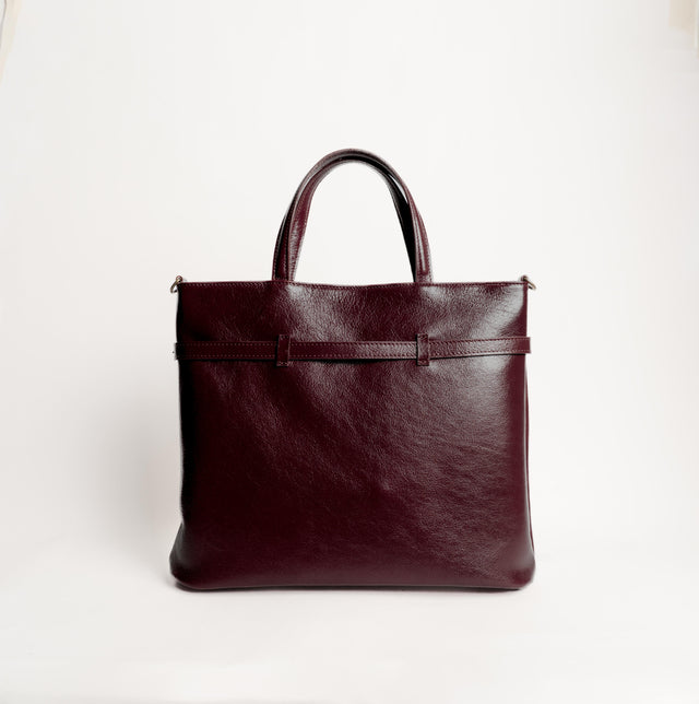 Zeroassoluto-Tote bag genuine leather high quality VINTAGE LOOK - Bordeaux