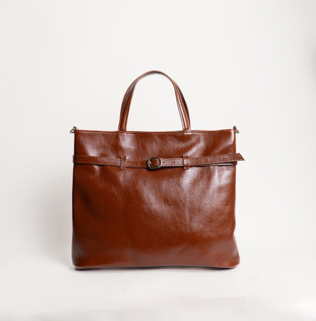 Zeroassoluto-Tote bag genuine leather high quality VINTAGE LOOK - cuoio