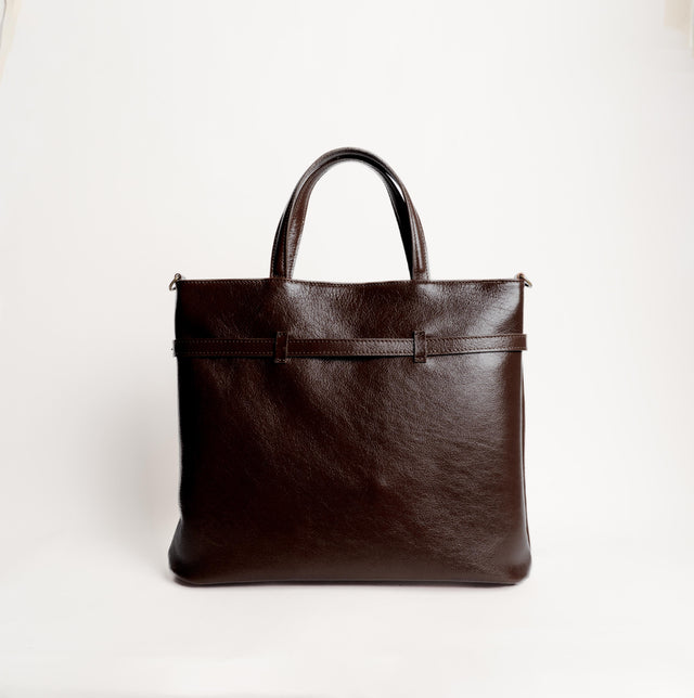 Zeroassoluto-Tote bag genuine leather high quality VINTAGE LOOK - moro
