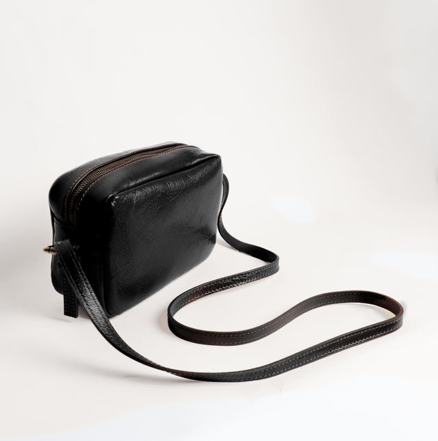 Zeroassoluto-Borsa tracolla genuine leather high quality VINTAGE LOOK - nero