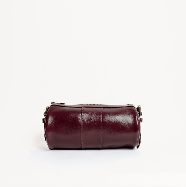 Zeroassoluto-Borsa cilindro a tracolla genuine leather - Bordeaux