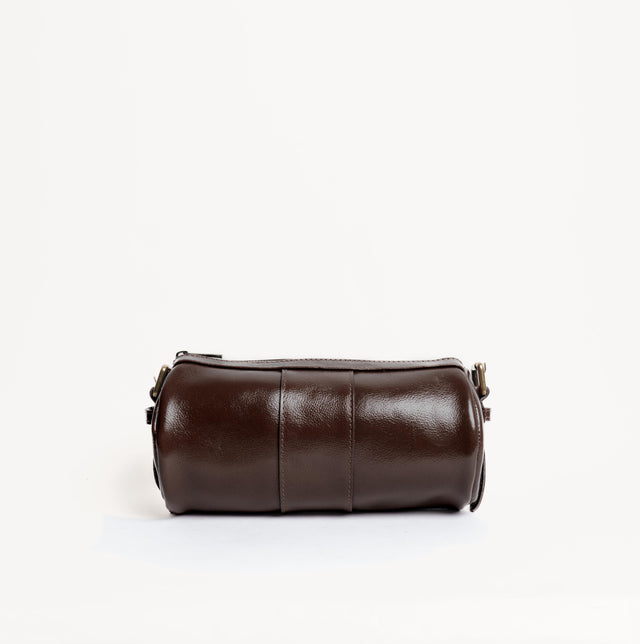 Zeroassoluto-Borsa cilindro a tracolla genuine leather - moro