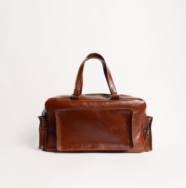 Zeroassoluto-Borsa weekend genuine leather high quality VINTAGE LOOK - cuoio