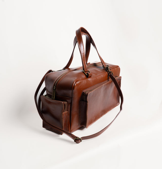 Zeroassoluto-Borsa weekend genuine leather high quality VINTAGE LOOK - cuoio