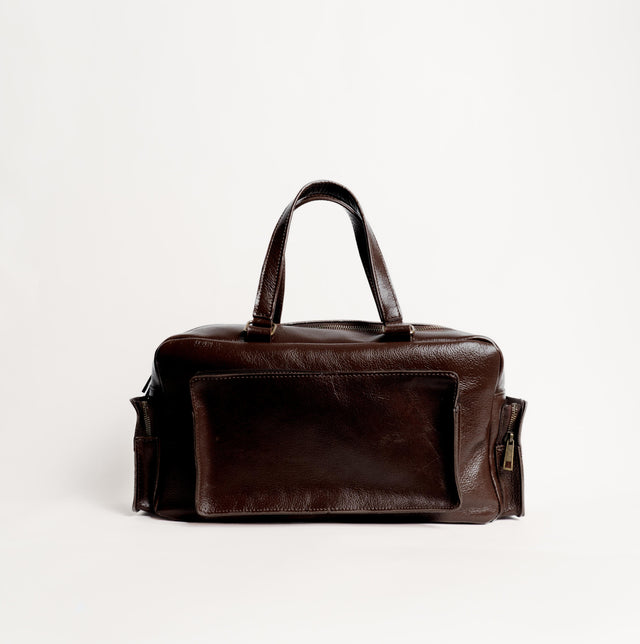 Zeroassoluto-Borsa weekend genuine leather high quality VINTAGE LOOK - moro