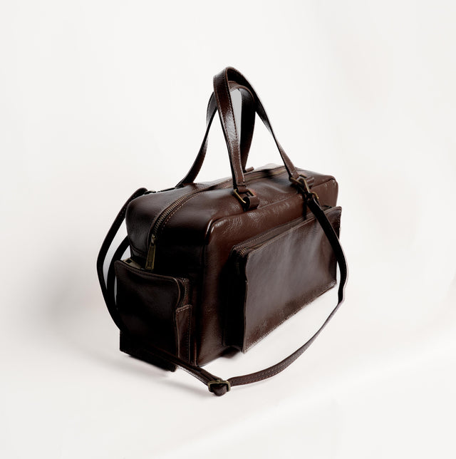 Zeroassoluto-Borsa weekend genuine leather high quality VINTAGE LOOK - moro