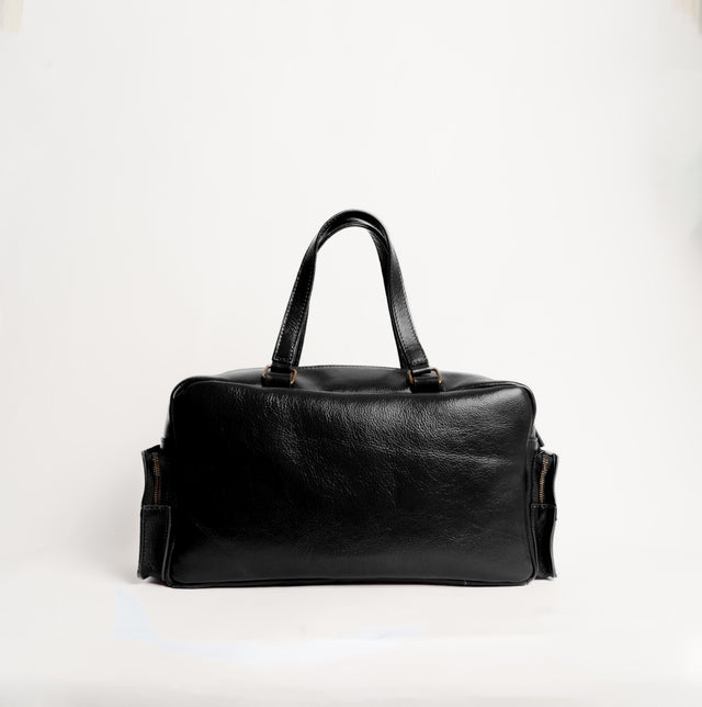 Zeroassoluto-Borsa weekend genuine leather high quality VINTAGE LOOK - nero