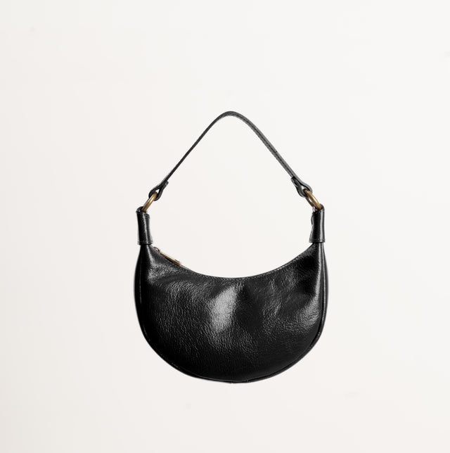 Zeroassoluto-Borsa mezzaluna genuine leather high quality - nero