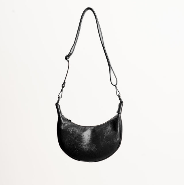 Zeroassoluto-Borsa mezzaluna genuine leather high quality - nero